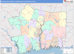 Norwich-New London Metro Area Digital Map Color Cast Style